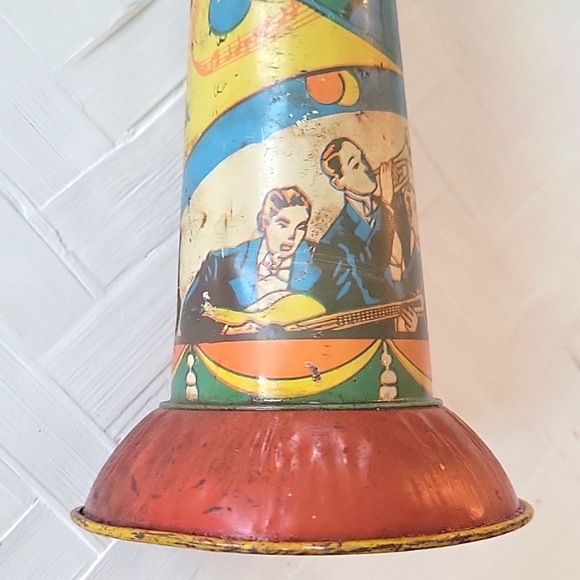 Vintage Tin Noise Maker Litho New Year's Eve Party Horn Dancers and Musicians - Picture 10 of 13
